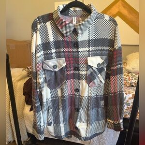 Zenana Large plaid print button up. Almost a blanket material. Super soft.